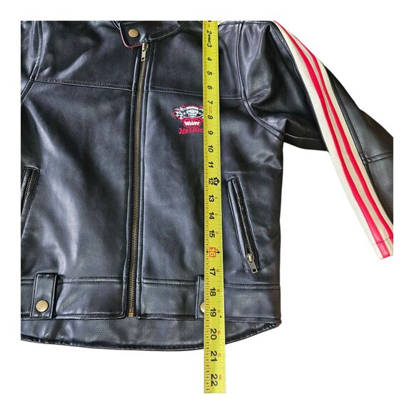 Y2K Mattel Hotwheels Childs Jacket Size 7 Synthetic Leather Black Lined - Picture 5 of 8